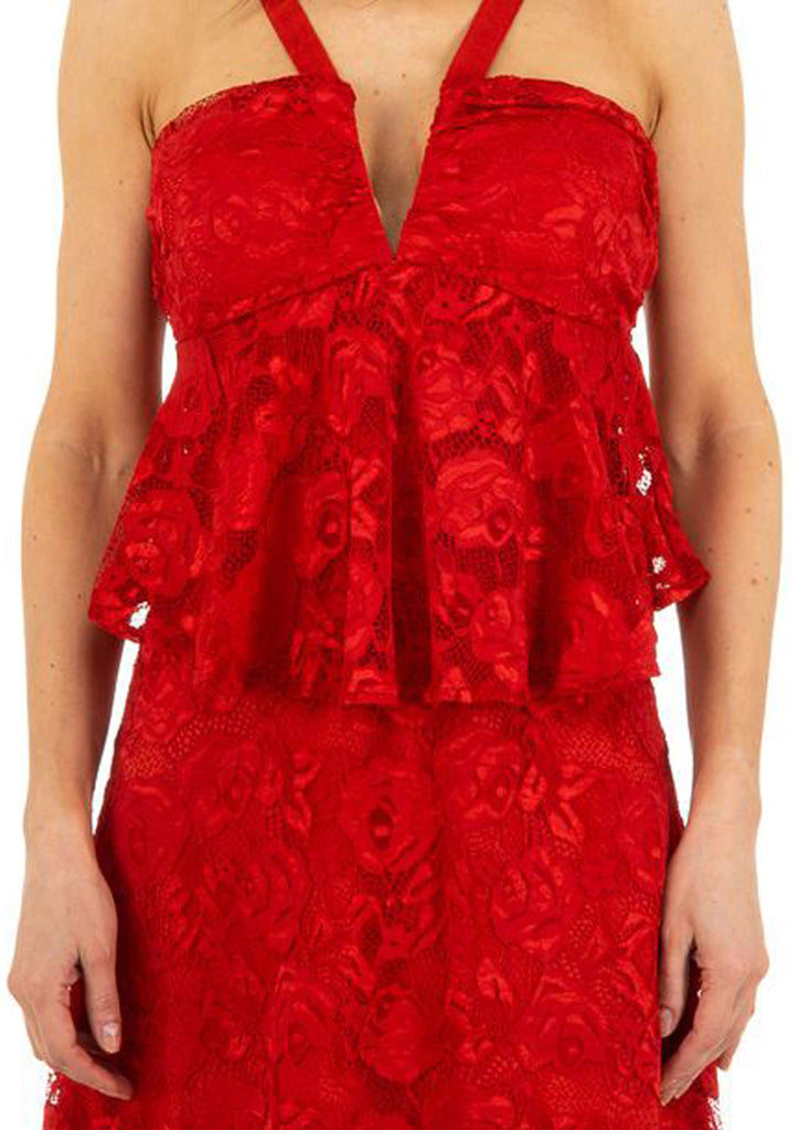 Robes dentelle bustier : rouge