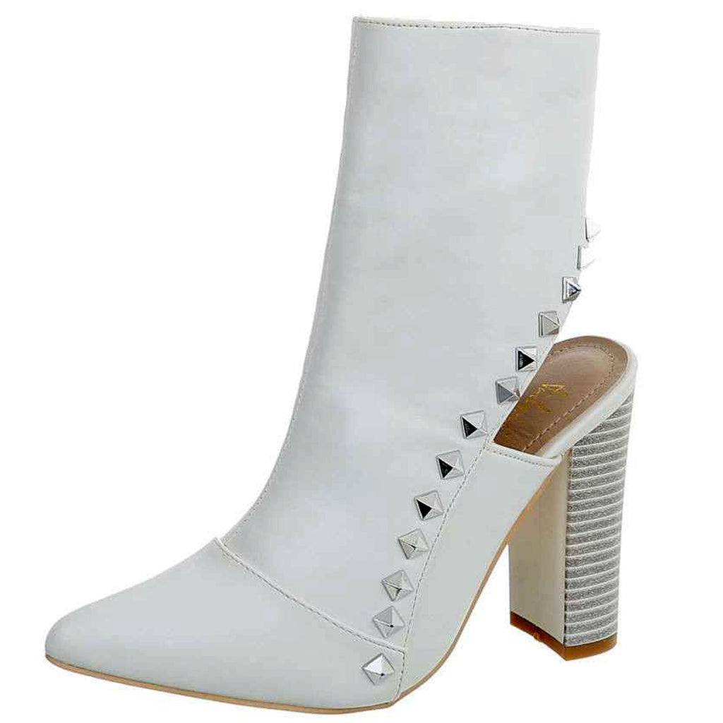 Bottines ouvertes au talon avec pics : blanc