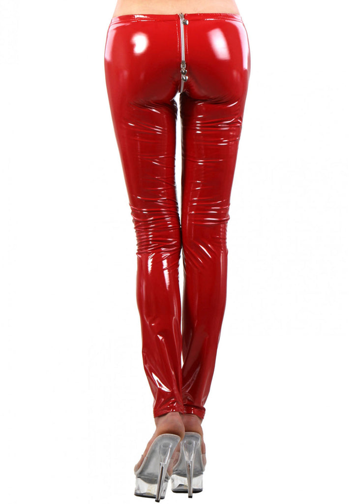 Leggins vinyle vernis : rouge