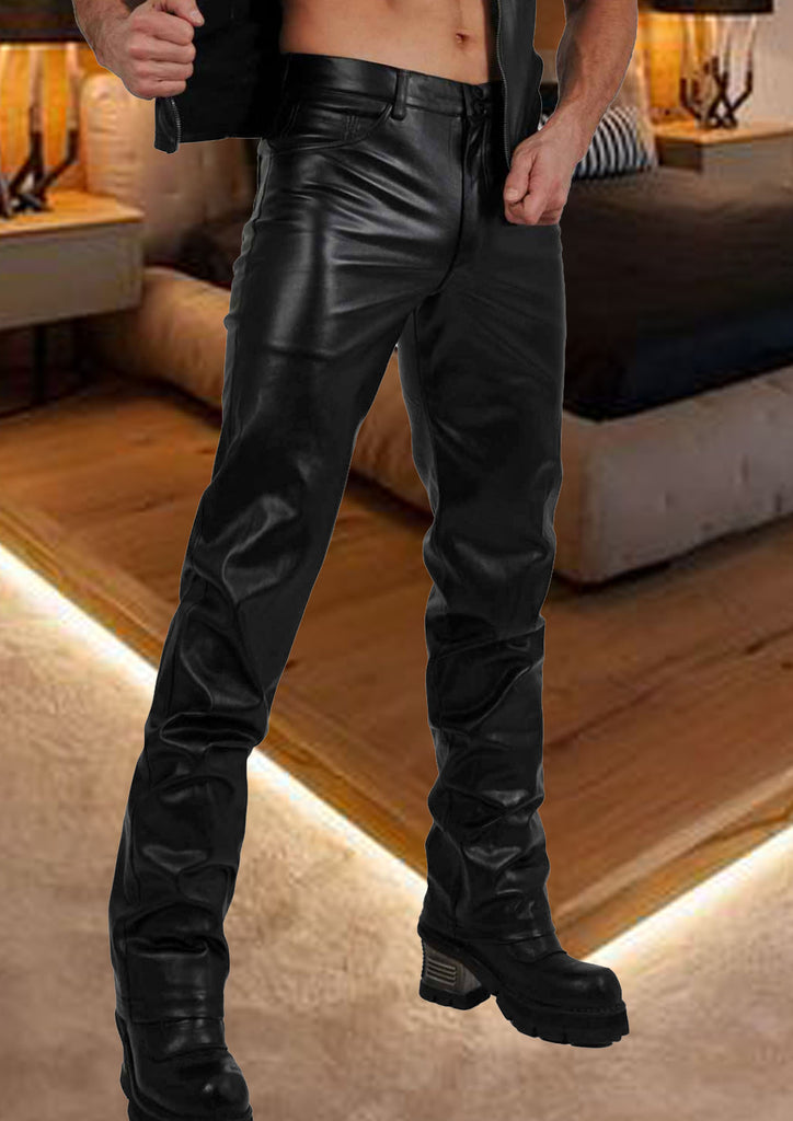 Pantalon slim similicuir : noir