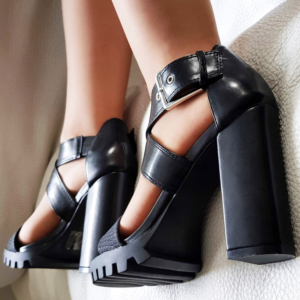 Escarpins bride croisée : noir
