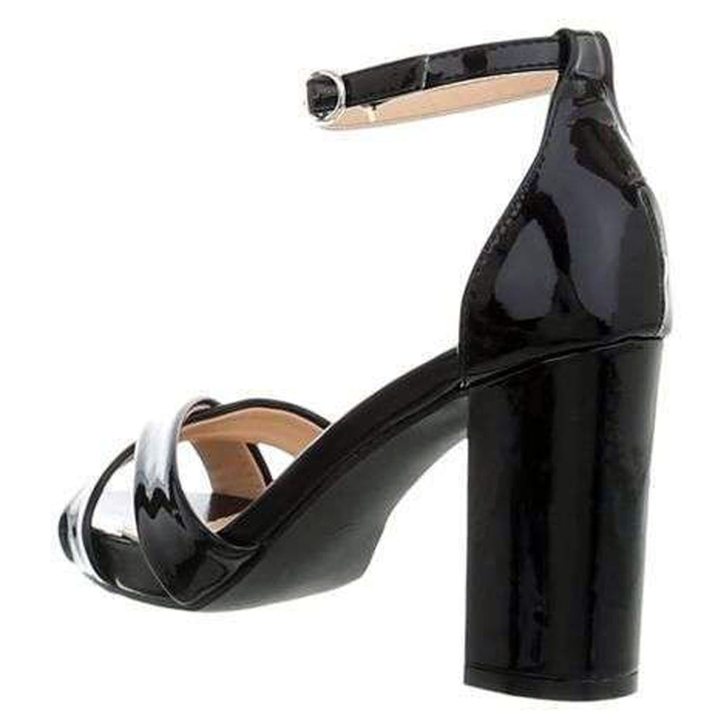 Escarpins vinyle bride large croisée : noir