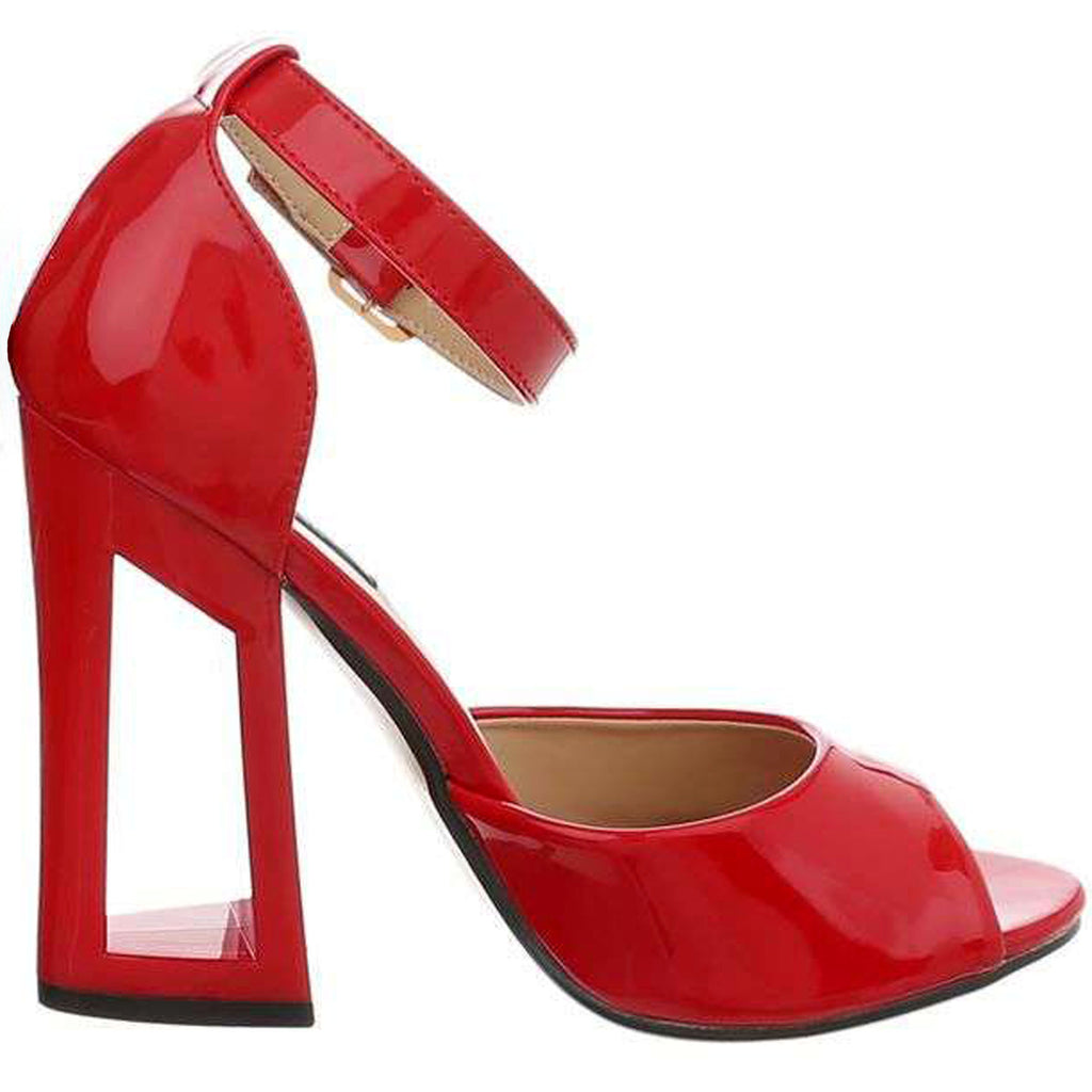 Escarpins vinyle talons ajouré : rouge