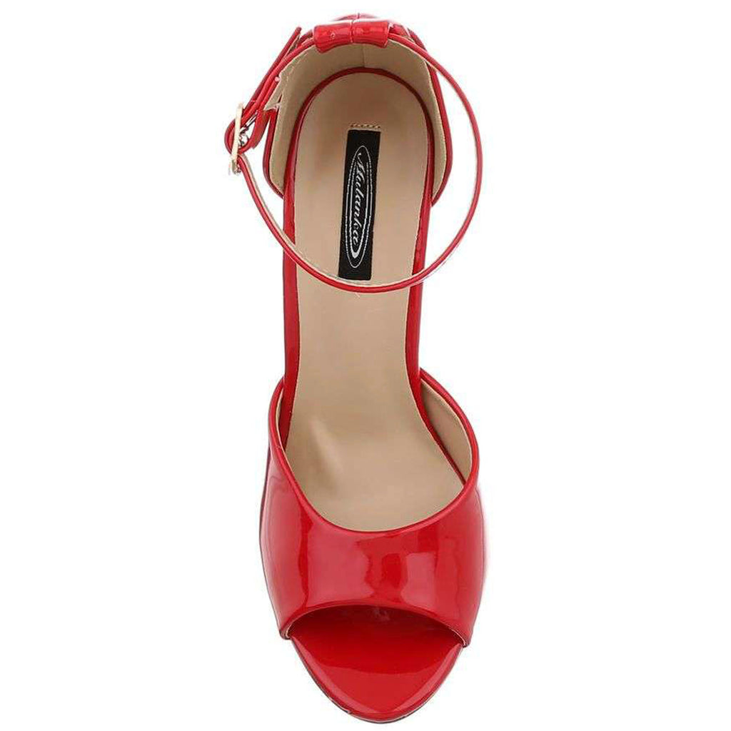 Escarpins vinyle talons ajouré : rouge
