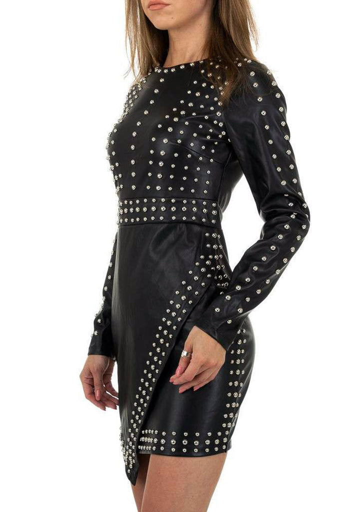 Robes rosalie simili cuir : noir