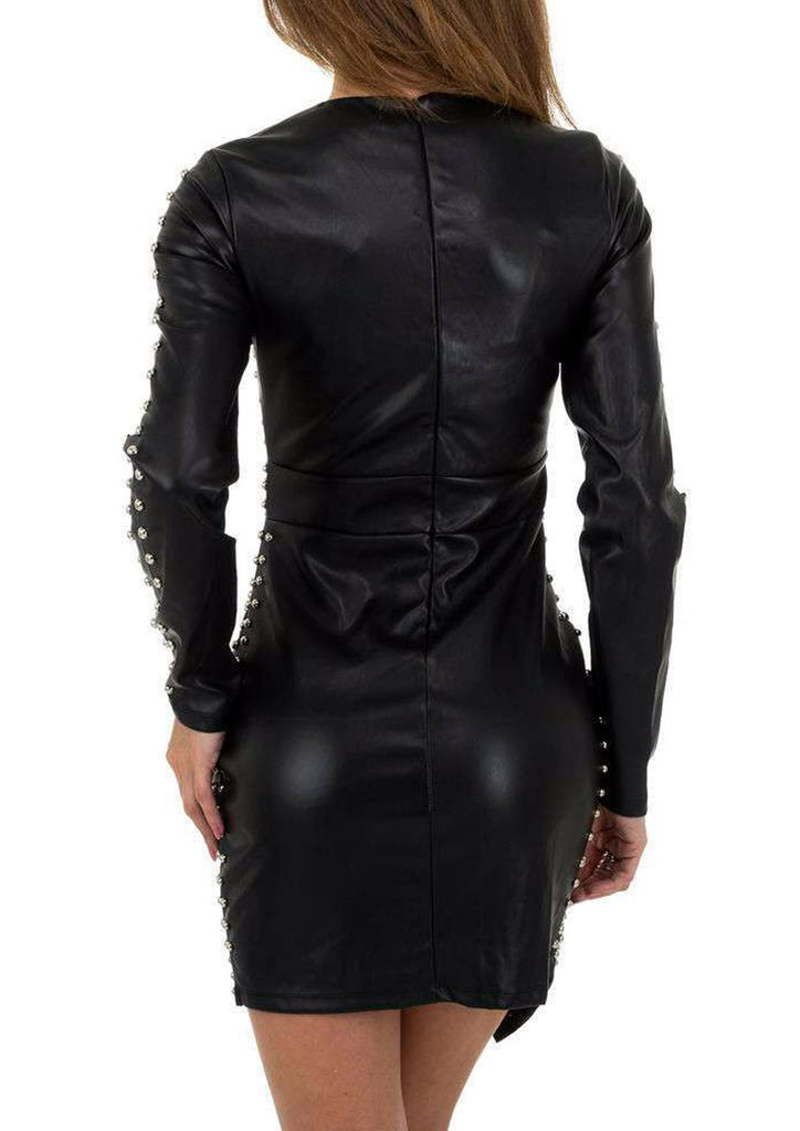 Robes rosalie simili cuir : noir