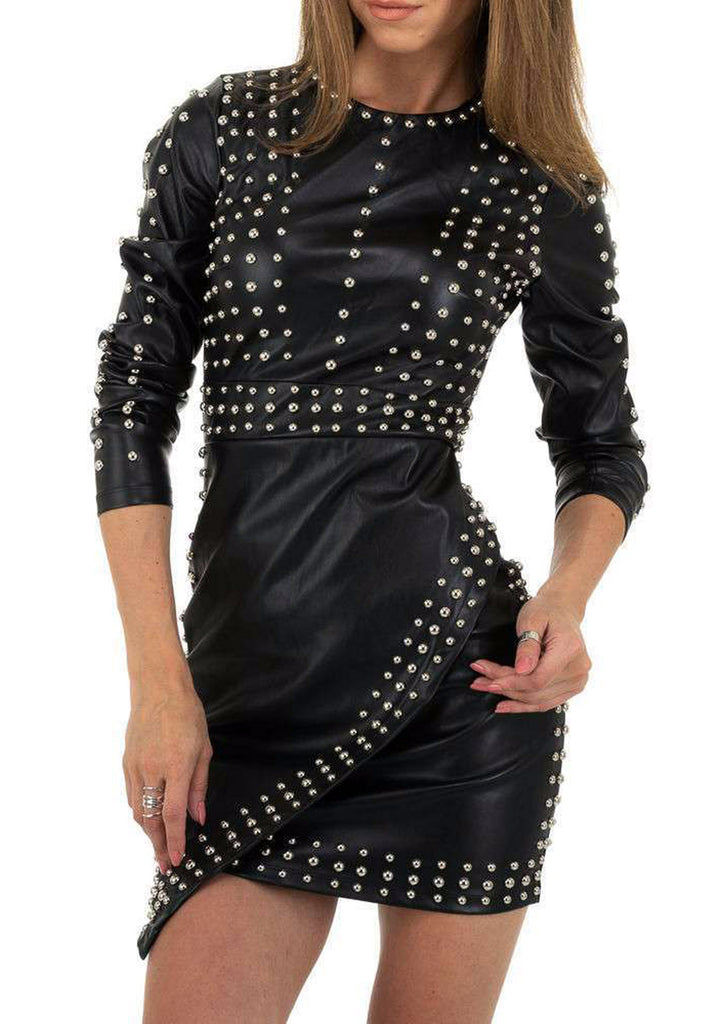 Robes rosalie simili cuir : noir