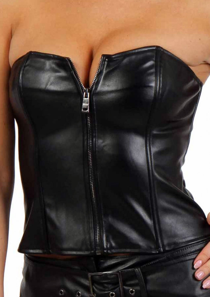 Corset similicuir : noir