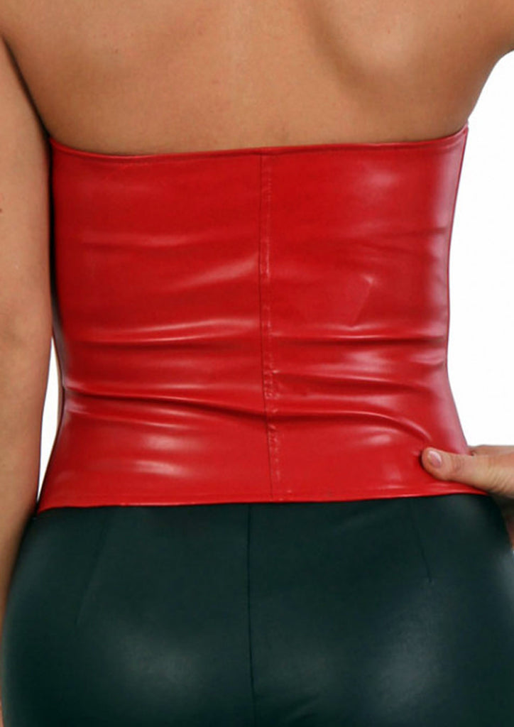 Corset similicuir : rouge