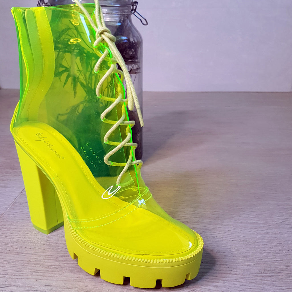 Bottines transparente lacets  :  jaune