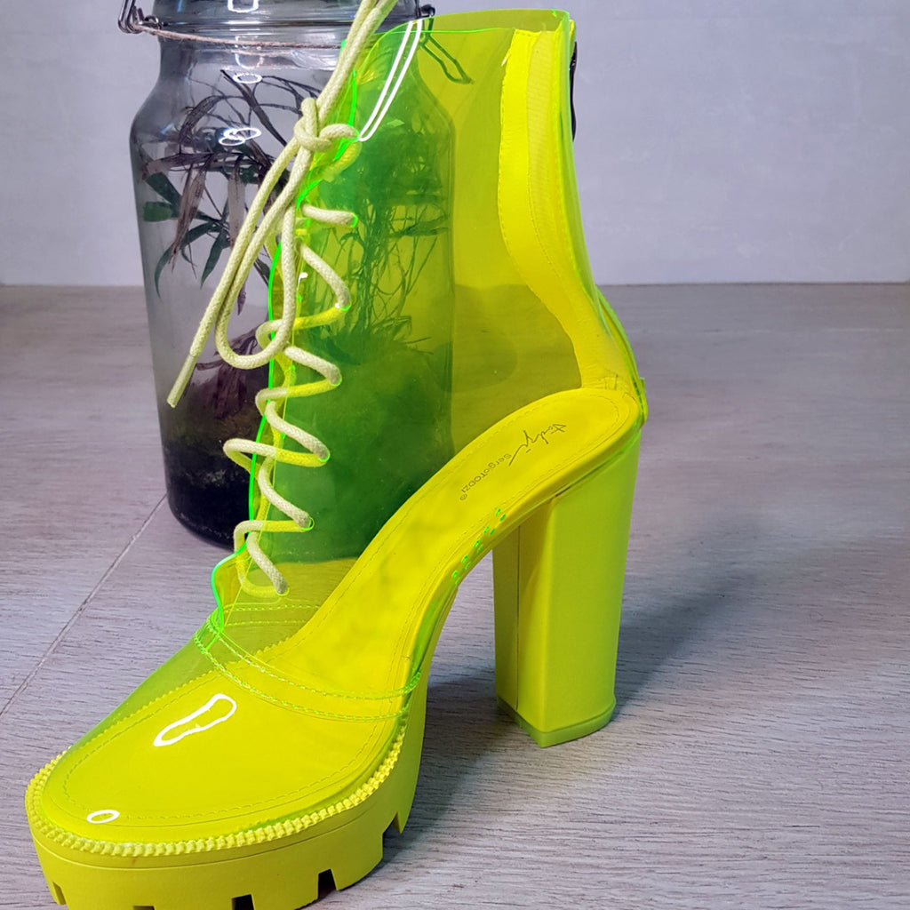 Bottines transparente lacets  :  jaune