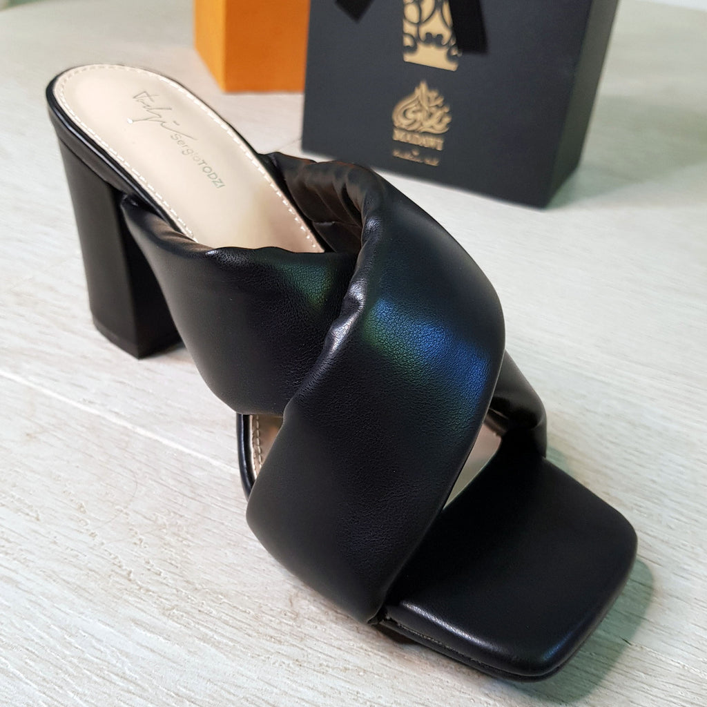 Mules brides croisés épaisses : noir