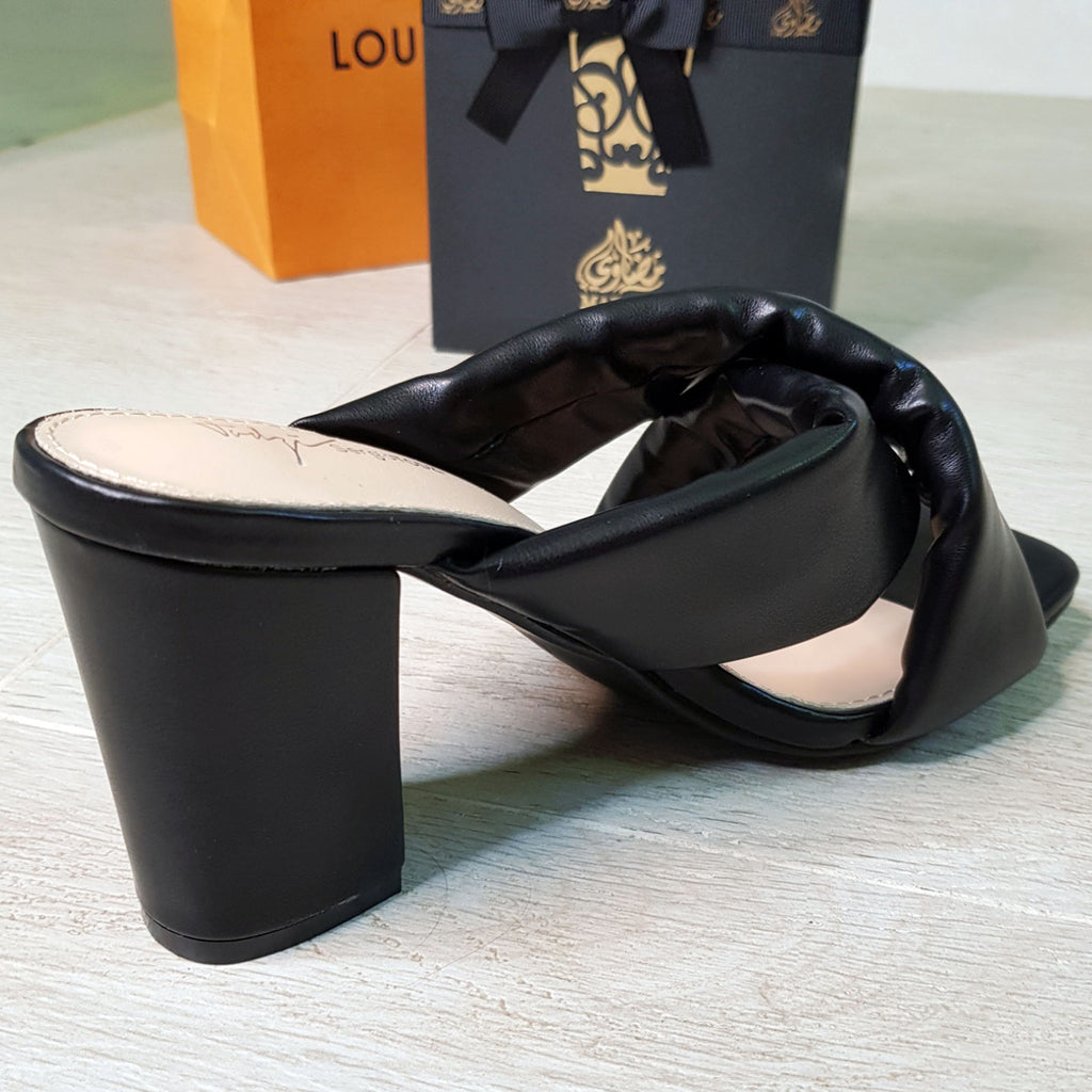 Mules brides croisés épaisses : noir