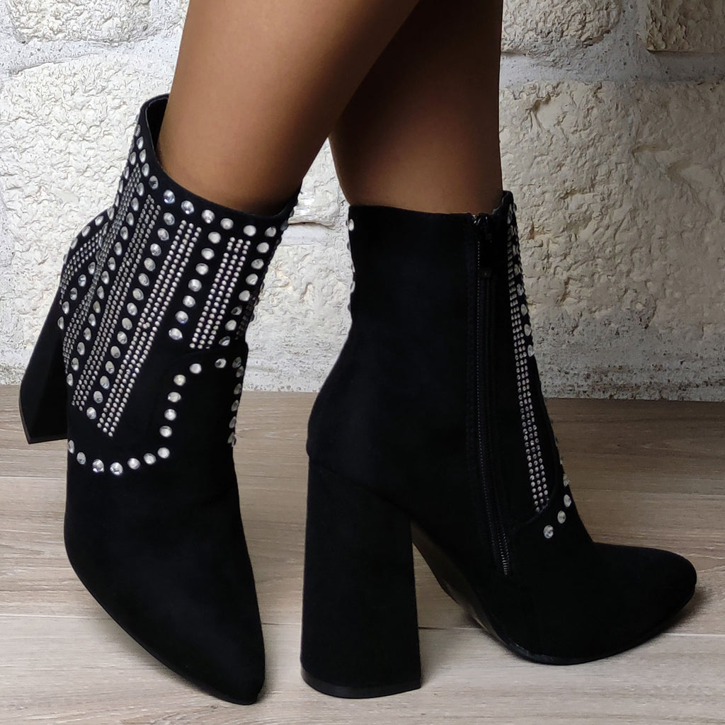 Bottines bijoux strass : noir