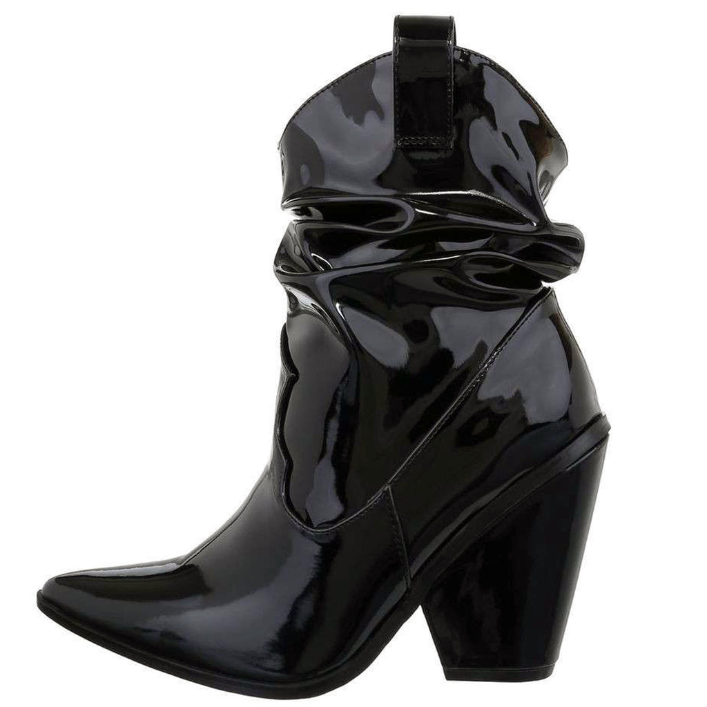 Bottines plissé western vinyle vernis