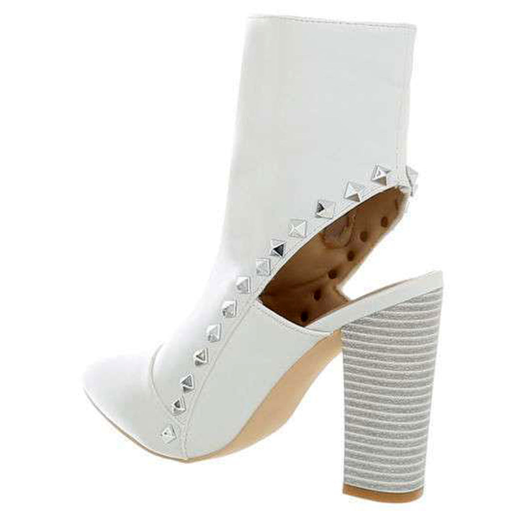 Bottines ouvertes au talon avec pics : blanc