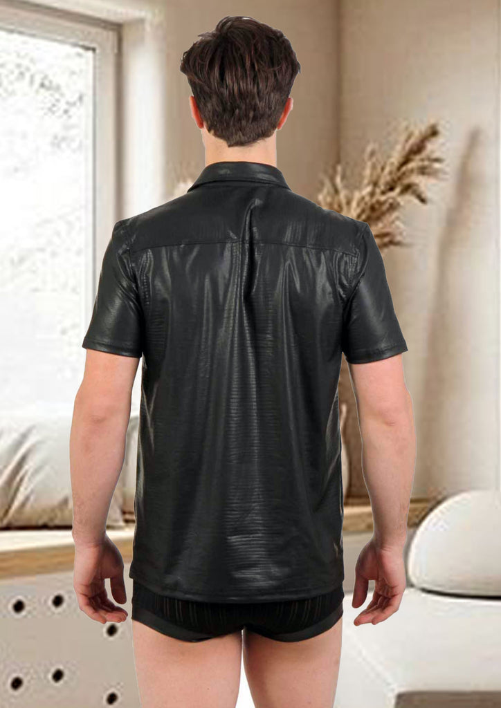 Chemise motif embossé peau de serpent : noir