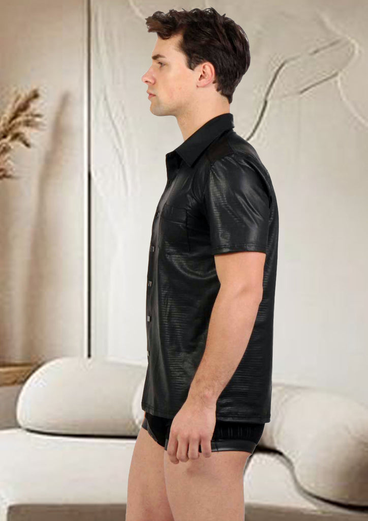 Chemise motif embossé peau de serpent : noir